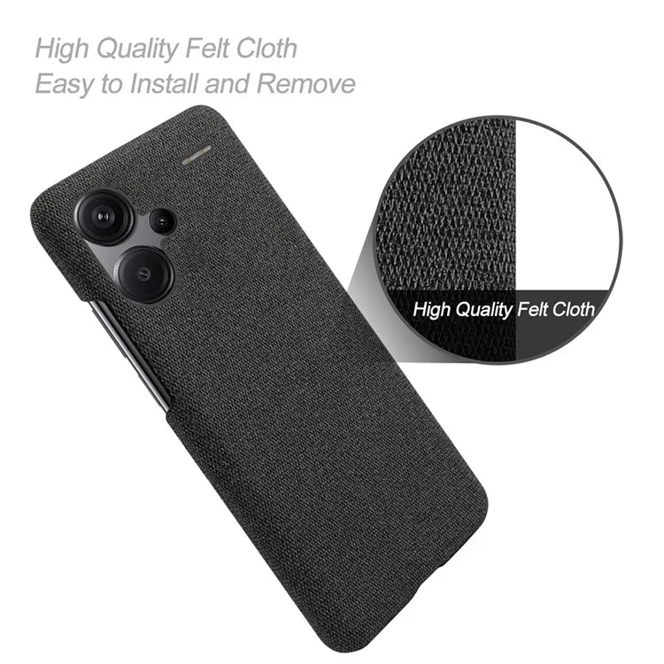 For Xiaomi Redmi Note 13 Pro+ 5G Slim-fit Case Smartphone Cover Shockproof Cloth+PC Phone Shell