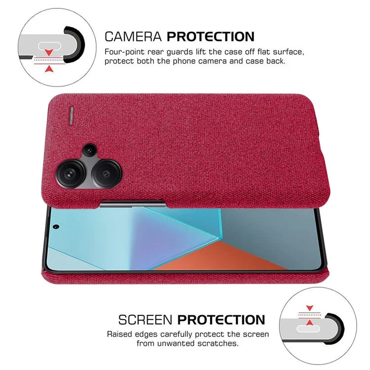 For Xiaomi Redmi Note 13 Pro+ 5G Slim-fit Case Smartphone Cover Shockproof Cloth+PC Phone Shell