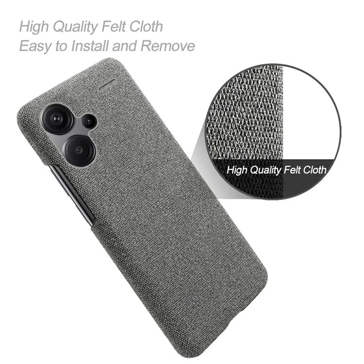 For Xiaomi Redmi Note 13 Pro+ 5G Slim-fit Case Smartphone Cover Shockproof Cloth+PC Phone Shell
