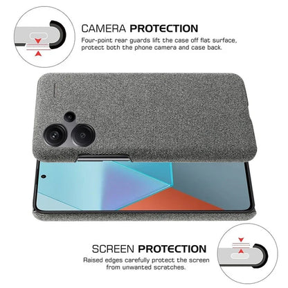 For Xiaomi Redmi Note 13 Pro+ 5G Slim-fit Case Smartphone Cover Shockproof Cloth+PC Phone Shell