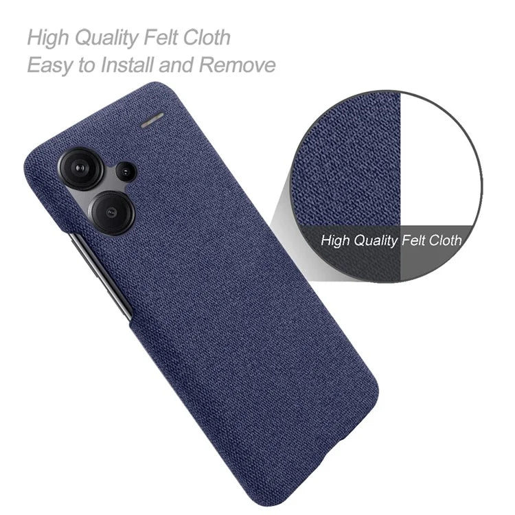 For Xiaomi Redmi Note 13 Pro+ 5G Slim-fit Case Smartphone Cover Shockproof Cloth+PC Phone Shell