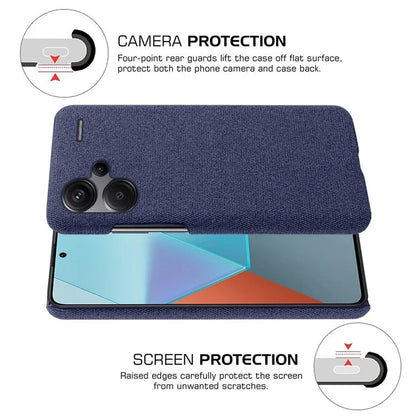 For Xiaomi Redmi Note 13 Pro+ 5G Slim-fit Case Smartphone Cover Shockproof Cloth+PC Phone Shell