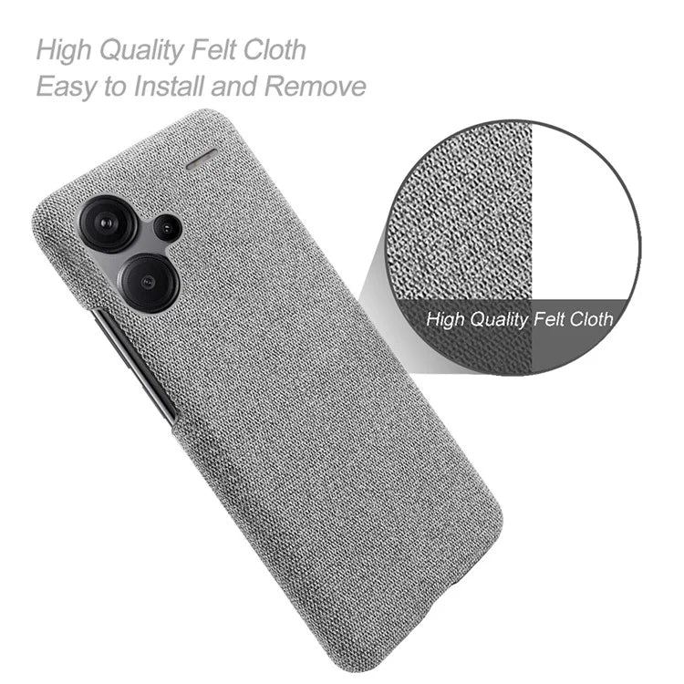 For Xiaomi Redmi Note 13 Pro+ 5G Slim-fit Case Smartphone Cover Shockproof Cloth+PC Phone Shell