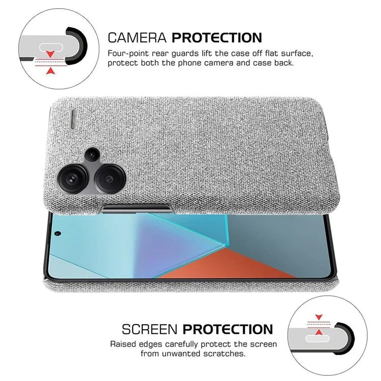 For Xiaomi Redmi Note 13 Pro+ 5G Slim-fit Case Smartphone Cover Shockproof Cloth+PC Phone Shell