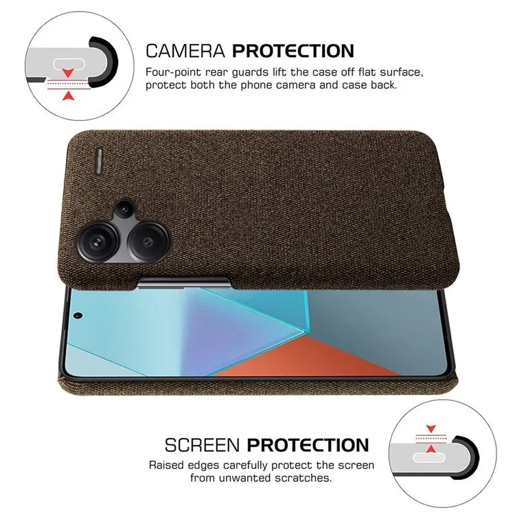 For Xiaomi Redmi Note 13 Pro+ 5G Slim-fit Case Smartphone Cover Shockproof Cloth+PC Phone Shell