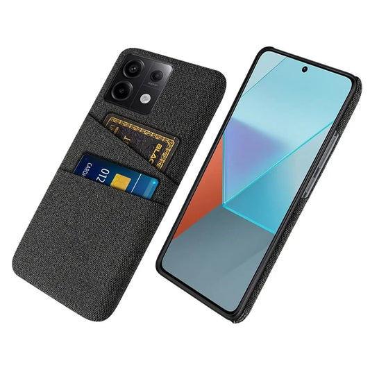 For Xiaomi Redmi Note 13 Pro 5G / Poco X6 5G Slim Case Dual Card Holder Hard PC+Cloth Phone Case