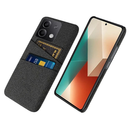 Hard PC+Cloth Phone Cover for Xiaomi Redmi Note 13 5G Case Dual Card Slot Protective Phone Case