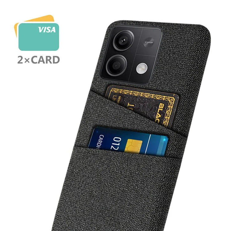 Hard PC+Cloth Phone Cover for Xiaomi Redmi Note 13 5G Case Dual Card Slot Protective Phone Case