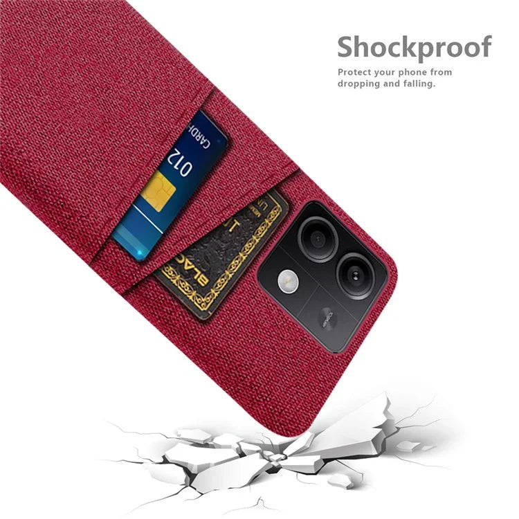 Hard PC+Cloth Phone Cover for Xiaomi Redmi Note 13 5G Case Dual Card Slot Protective Phone Case