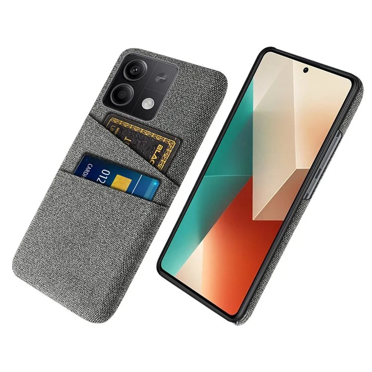 Hard PC+Cloth Phone Cover for Xiaomi Redmi Note 13 5G Case Dual Card Slot Protective Phone Case