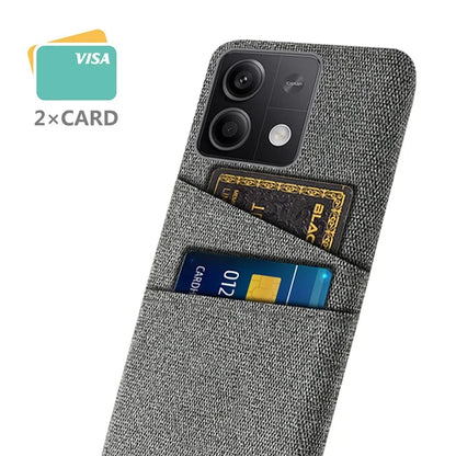 Hard PC+Cloth Phone Cover for Xiaomi Redmi Note 13 5G Case Dual Card Slot Protective Phone Case