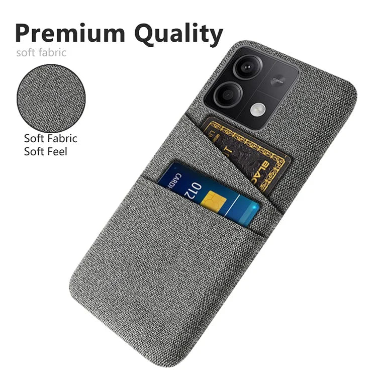 Hard PC+Cloth Phone Cover for Xiaomi Redmi Note 13 5G Case Dual Card Slot Protective Phone Case
