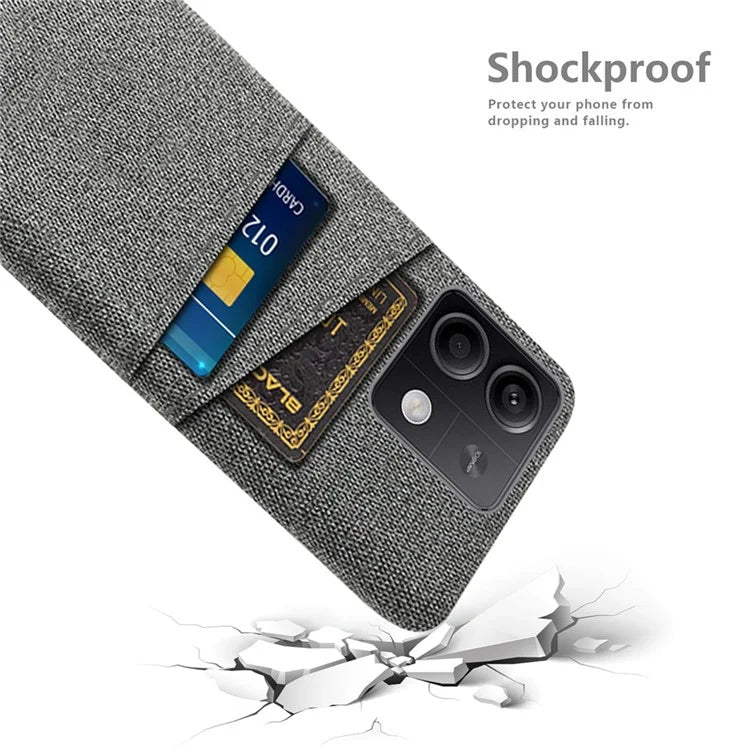 Hard PC+Cloth Phone Cover for Xiaomi Redmi Note 13 5G Case Dual Card Slot Protective Phone Case