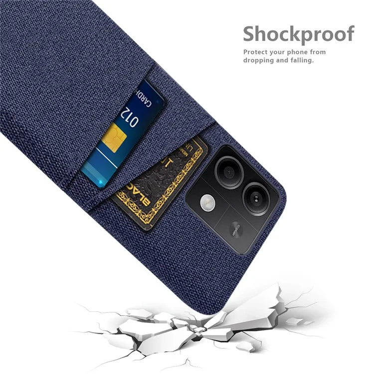 Hard PC+Cloth Phone Cover for Xiaomi Redmi Note 13 5G Case Dual Card Slot Protective Phone Case