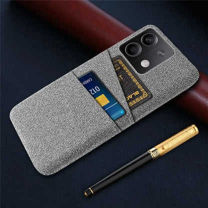 Hard PC+Cloth Phone Cover for Xiaomi Redmi Note 13 5G Case Dual Card Slot Protective Phone Case