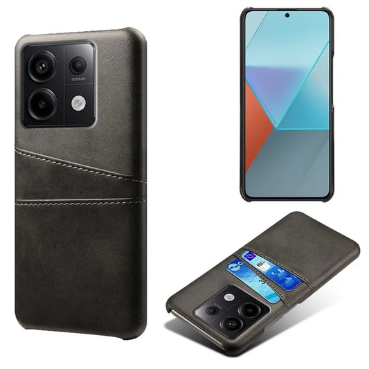 For Xiaomi Redmi Note 13 Pro 5G / Poco X6 5G Slim Case Shockproof PU+PC Phone Cover with Dual Card Slots