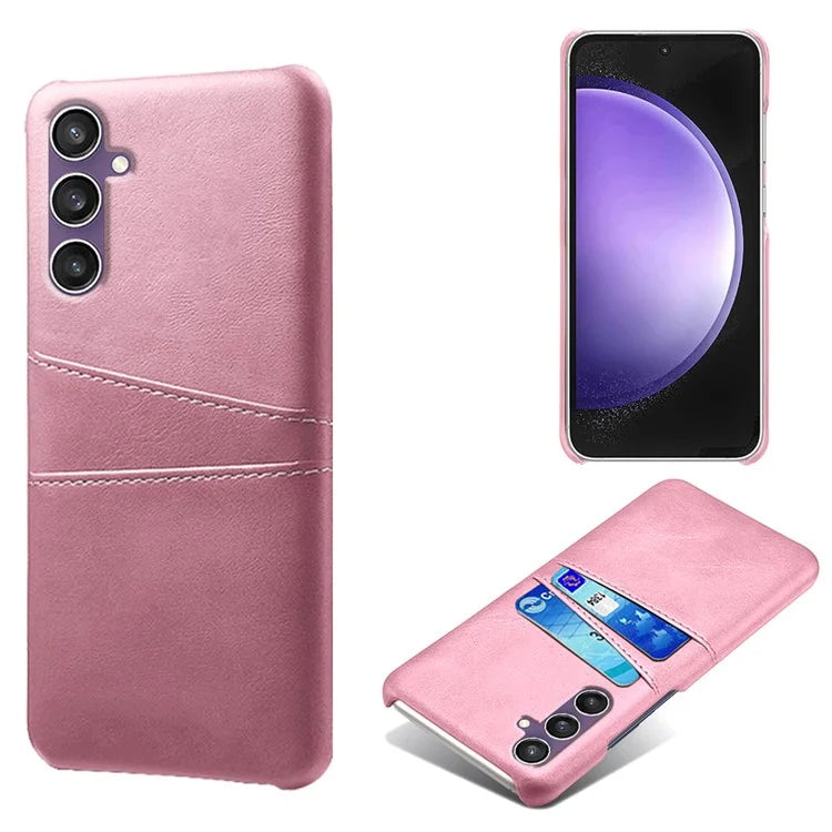 For Samsung Galaxy S23 FE Cover Dual Card Slots PU Leather + PC Phone Case Gold