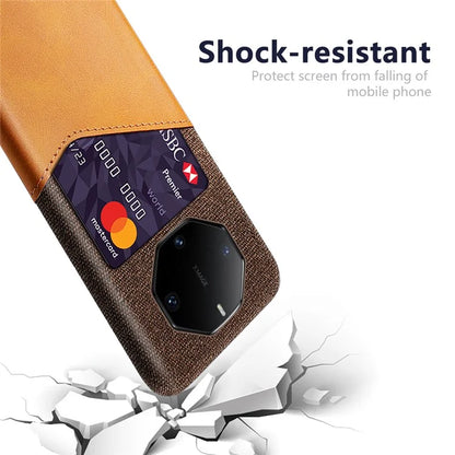For Huawei Mate 60 RS Ultimate Case Cloth Texture PU Leather+PC Shockproof Phone Protector