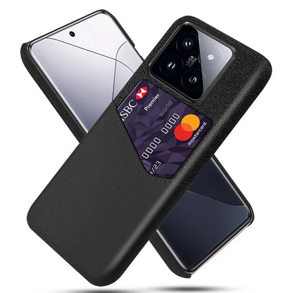For Xiaomi 14 Pro Phone Case Shock Absorbing Cloth+PC+PU Leather Card Holder Back Protector
