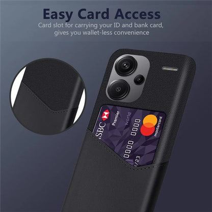 For Xiaomi 14 Pro Phone Case Shock Absorbing Cloth+PC+PU Leather Card Holder Back Protector
