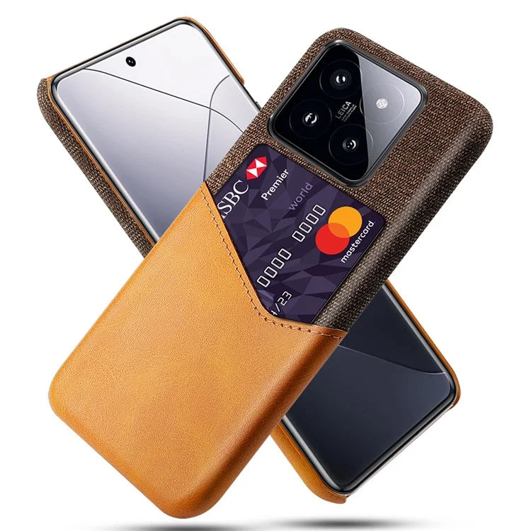 For Xiaomi 14 Pro Phone Case Shock Absorbing Cloth+PC+PU Leather Card Holder Back Protector