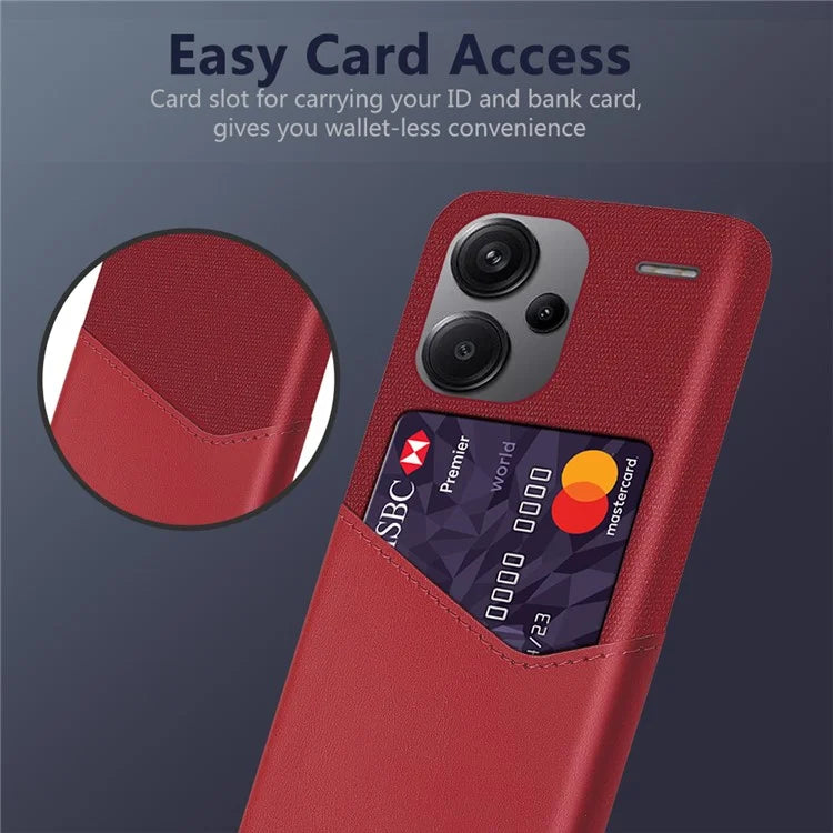 For Xiaomi 14 Pro Phone Case Shock Absorbing Cloth+PC+PU Leather Card Holder Back Protector