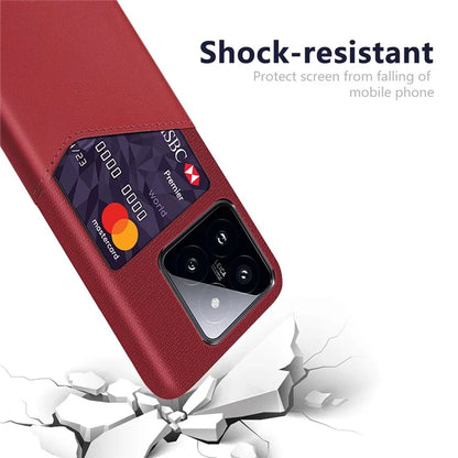 For Xiaomi 14 Pro Phone Case Shock Absorbing Cloth+PC+PU Leather Card Holder Back Protector