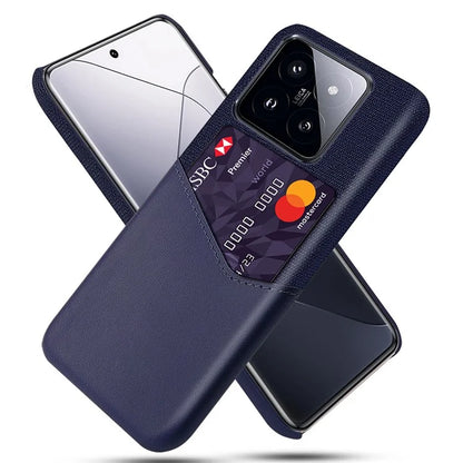 For Xiaomi 14 Pro Phone Case Shock Absorbing Cloth+PC+PU Leather Card Holder Back Protector