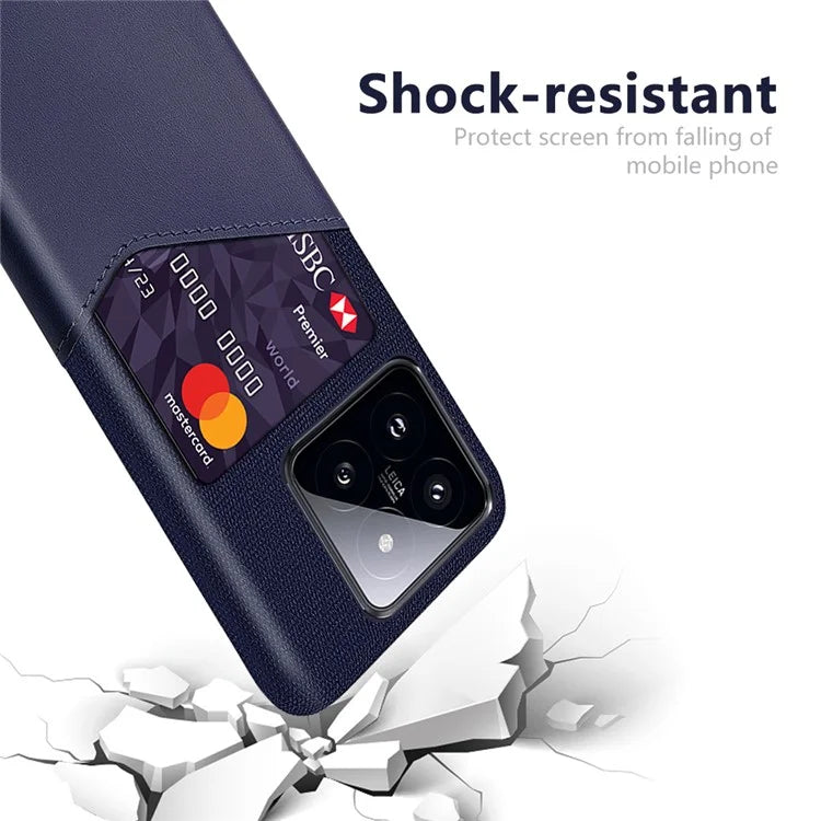 For Xiaomi 14 Pro Phone Case Shock Absorbing Cloth+PC+PU Leather Card Holder Back Protector