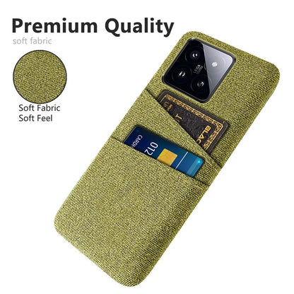 For Xiaomi 14 Hard PC + Cloth Mobile Phone Case Shockproof Cover with Dual Card Holder