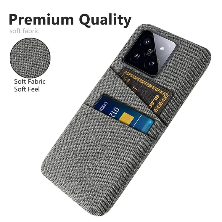 For Xiaomi 14 Hard PC + Cloth Mobile Phone Case Shockproof Cover with Dual Card Holder