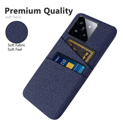 For Xiaomi 14 Hard PC + Cloth Mobile Phone Case Shockproof Cover with Dual Card Holder