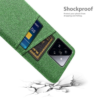 For Xiaomi 14 Hard PC + Cloth Mobile Phone Case Shockproof Cover with Dual Card Holder