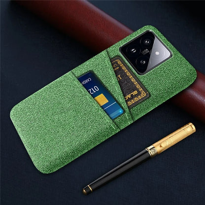 For Xiaomi 14 Hard PC + Cloth Mobile Phone Case Shockproof Cover with Dual Card Holder