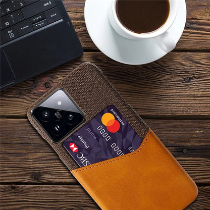 Cloth Texture Phone Case for Xiaomi 14 Protective Cover Shockproof PU+PC Phone Shell