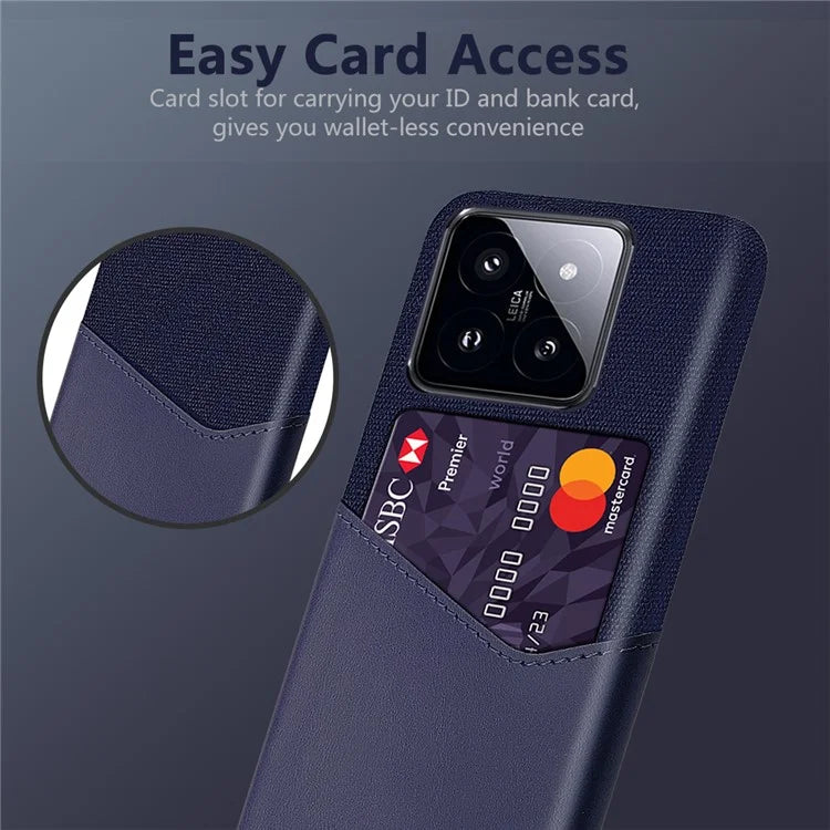 Cloth Texture Phone Case for Xiaomi 14 Protective Cover Shockproof PU+PC Phone Shell