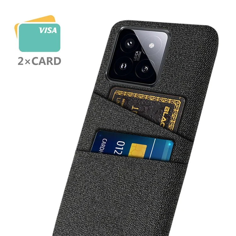 For Xiaomi 14 Pro Anti-Scratch Phone Cover Dual Card Slots Hard PC Coated Cloth Phone Case