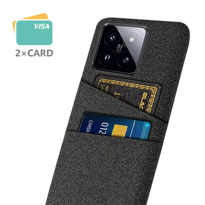For Xiaomi 14 Pro Anti-Scratch Phone Cover Dual Card Slots Hard PC Coated Cloth Phone Case