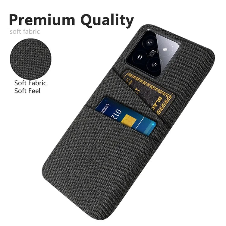 For Xiaomi 14 Pro Anti-Scratch Phone Cover Dual Card Slots Hard PC Coated Cloth Phone Case