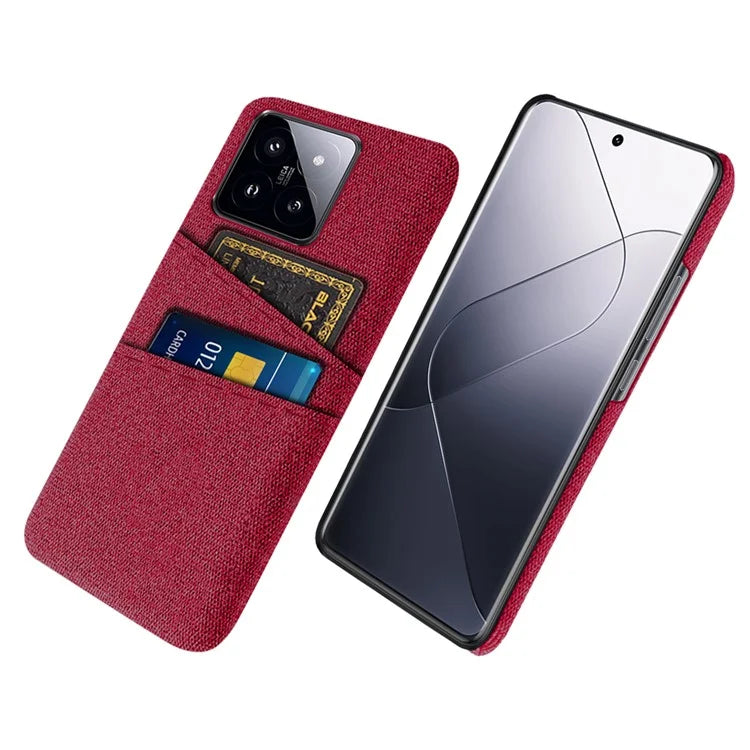 For Xiaomi 14 Pro Anti-Scratch Phone Cover Dual Card Slots Hard PC Coated Cloth Phone Case
