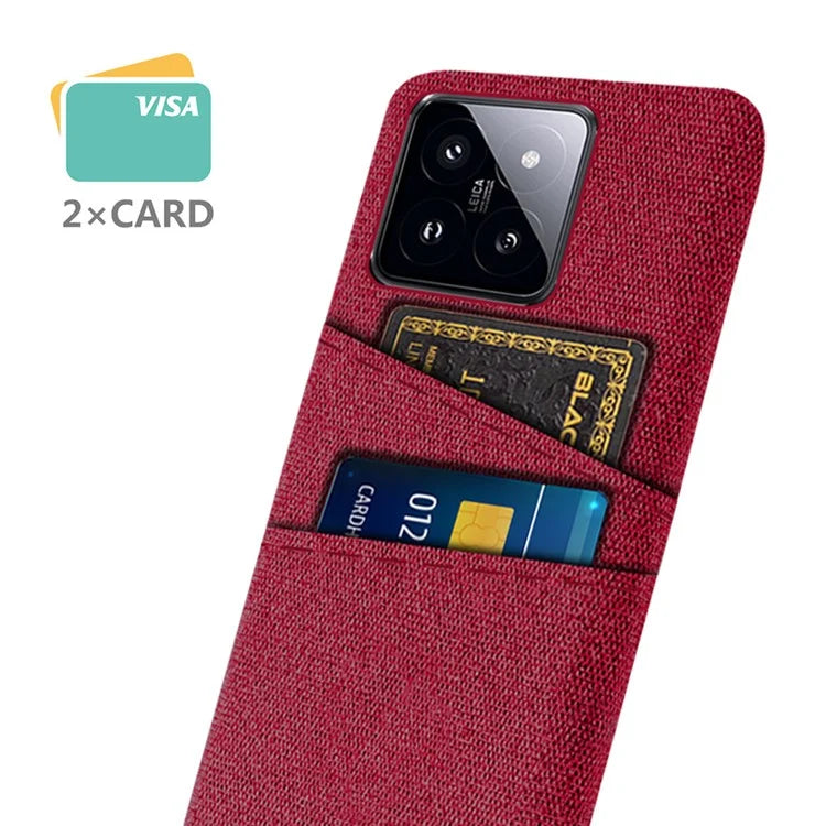 For Xiaomi 14 Pro Anti-Scratch Phone Cover Dual Card Slots Hard PC Coated Cloth Phone Case