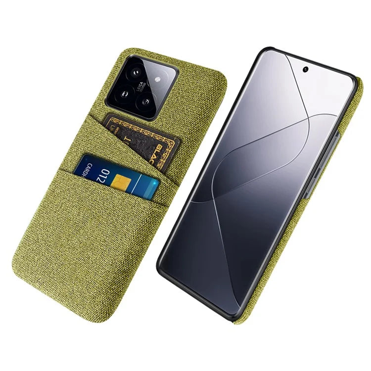 For Xiaomi 14 Pro Anti-Scratch Phone Cover Dual Card Slots Hard PC Coated Cloth Phone Case