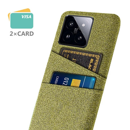 For Xiaomi 14 Pro Anti-Scratch Phone Cover Dual Card Slots Hard PC Coated Cloth Phone Case