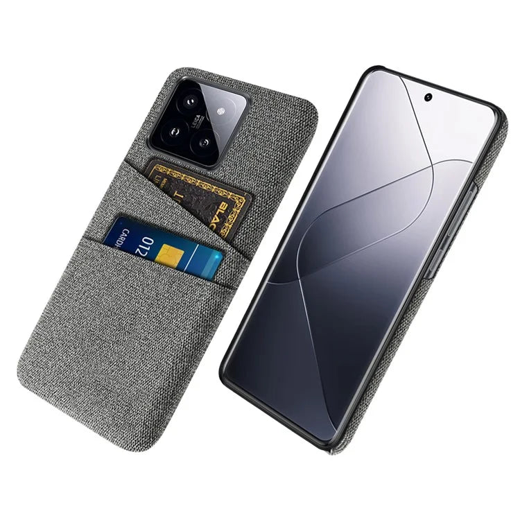 For Xiaomi 14 Pro Anti-Scratch Phone Cover Dual Card Slots Hard PC Coated Cloth Phone Case