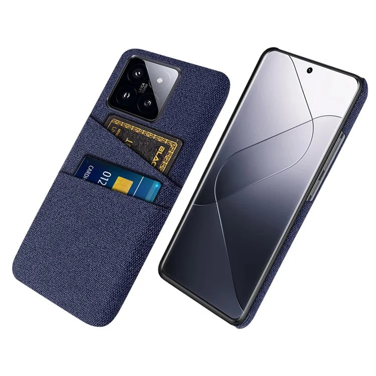 For Xiaomi 14 Pro Anti-Scratch Phone Cover Dual Card Slots Hard PC Coated Cloth Phone Case