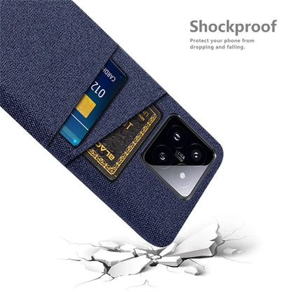 For Xiaomi 14 Pro Anti-Scratch Phone Cover Dual Card Slots Hard PC Coated Cloth Phone Case