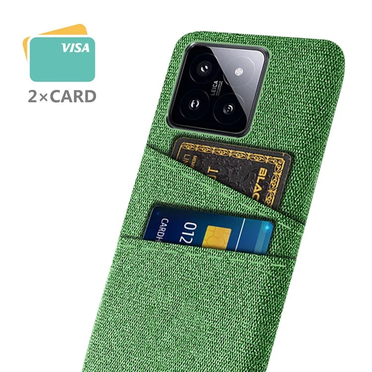 For Xiaomi 14 Pro Anti-Scratch Phone Cover Dual Card Slots Hard PC Coated Cloth Phone Case