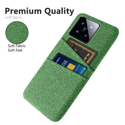 For Xiaomi 14 Pro Anti-Scratch Phone Cover Dual Card Slots Hard PC Coated Cloth Phone Case
