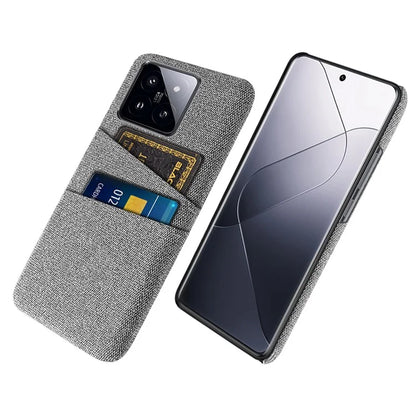 For Xiaomi 14 Pro Anti-Scratch Phone Cover Dual Card Slots Hard PC Coated Cloth Phone Case