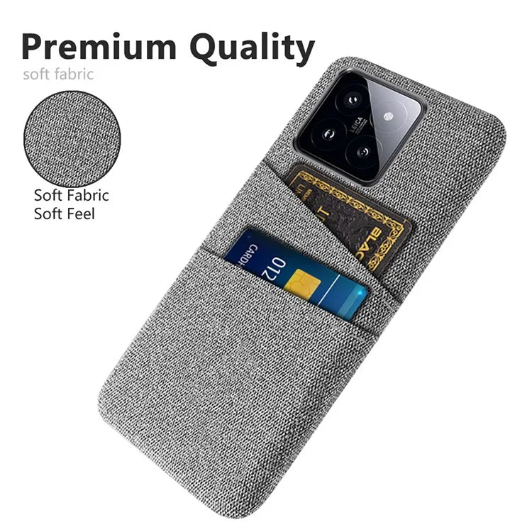 For Xiaomi 14 Pro Anti-Scratch Phone Cover Dual Card Slots Hard PC Coated Cloth Phone Case